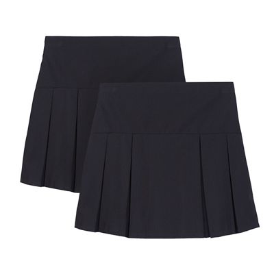 Pack of two girls' navy kilt school skirts